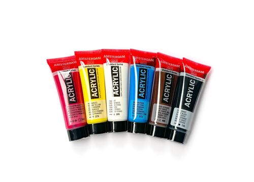 Royal Talens Amsterdam Series Acrylic Paint - Set  of 6 x 20ml - Primary