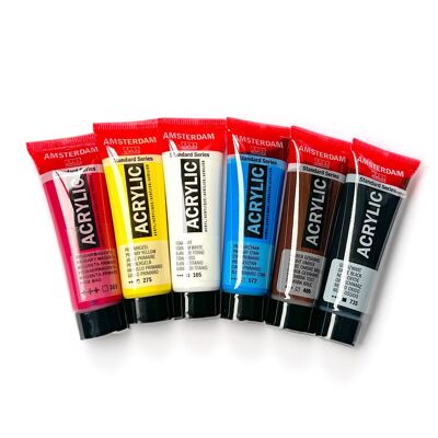 Royal Talens Amsterdam Series Acrylic Paint - Set  of 6 x 20ml - Primary