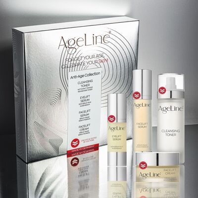 SET DE COLECCIÓN AgeLine® (4 productos: TÓNICO LIMPIADOR 100ml, SERUM PARA OJOS EYELIFT 30ml, SERUM FACIAL FACELIFT 50ml, CREMA FACIAL FACELIFT 50ml)