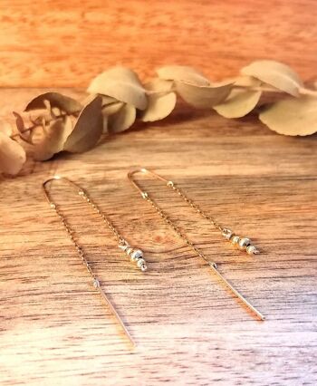 Boucles d'oreilles pendantes en acier inoxydable doré avec Perles de Saphir, Spinelle Noir, Amazonite ou Perles Dorées 3