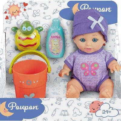 24Cm Baby Doll And Bath Accessories - Model chosen randomly