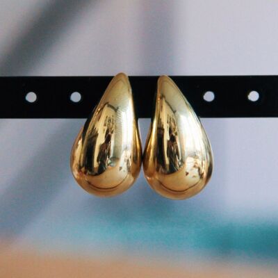 Orecchino pendente in acciaio inossidabile - lucido/oro
