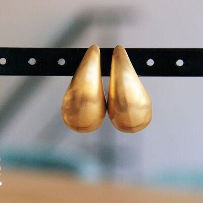 Stainless steel drop earring - matte/gold