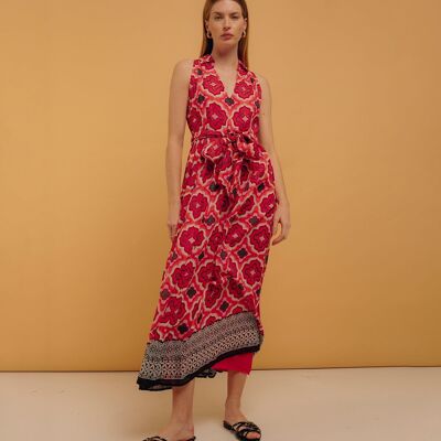 Geometric print sleeveless long dress