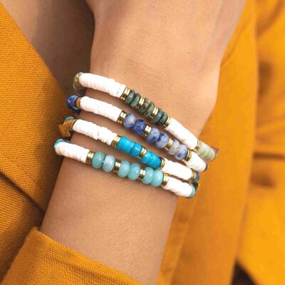 Lukas bracelet - natural stones and shell beads