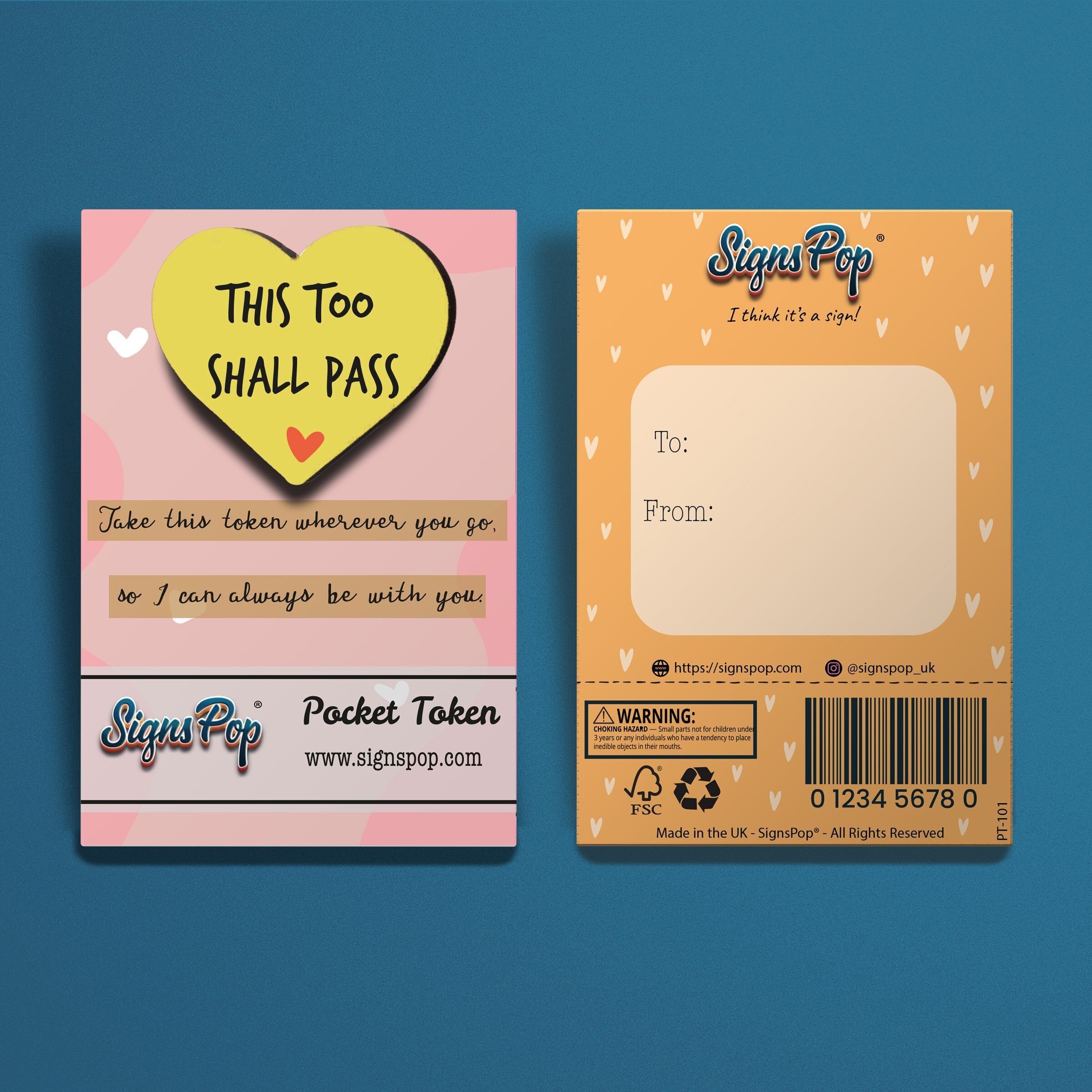 Kleine Pocket Hug Tokens als Andenken für geliebte Menschen Auch dies wird vergehen