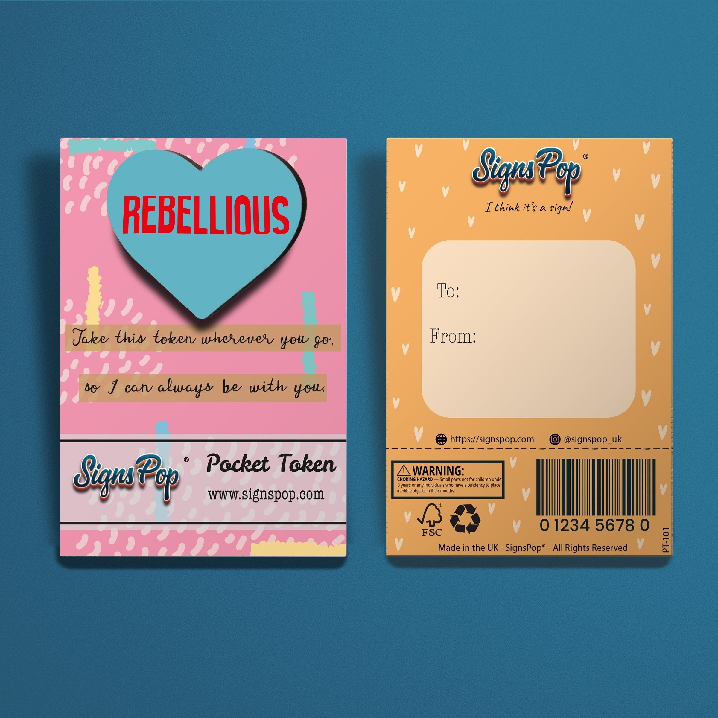 Kleine Pocket Hug Tokens als Andenken für rebellische Lieben