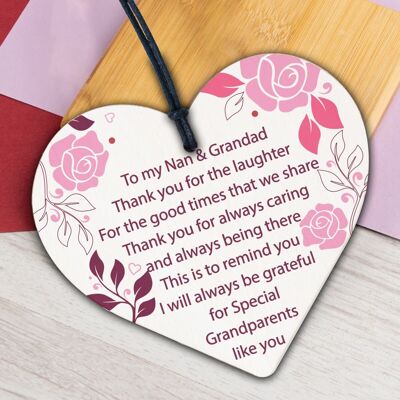 Grandparents Gifts Grandad Grandpa Grandma Nan Wood Heart Plaque Thank You Gift