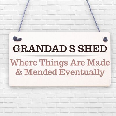 Grandads Shed Holzschild zum Aufhängen, Neuheit, Werkstatt, Garage, Werkzeugschuppen, Geschenkschild