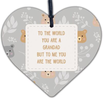 Grandad Ornament Keepsake Wooden Heart Birthday Christmas Card Gift For Him