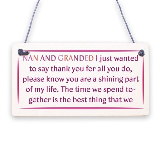 Nan and Grandad Time That We Share Wooden Hanging Plaque Grandparents Gift Sign