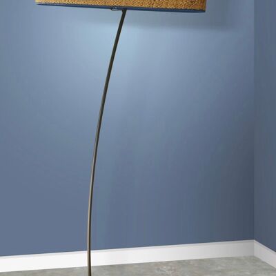 Ecological bohemian floor lamp, raffia lampshades with colored braid - LUZEVA - GROOVY