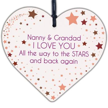 Love You Nanny & Grandad NAN Plaque murale en forme de cœur en bois, décoration, cadeau souvenir 2