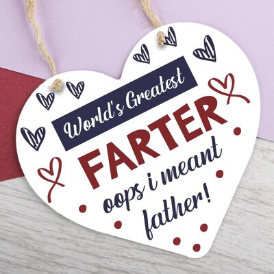 Holz-Herzschild „World's Greatest Farter“ zum Vatertag, lustiges Geburtstagsgeschenk