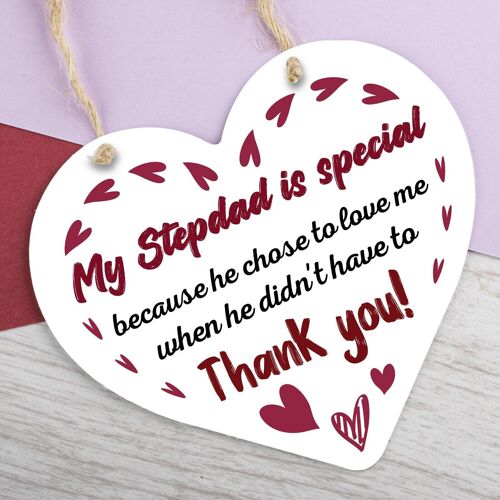 Stepdad Wood Heart FATHERS DAY Gifts For Him Daughter Son Birthday Thank You