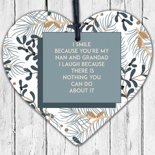 Nan and Grandad Birthday Christmas Card Gift Wood Heart Bauble Grandparent Gifts
