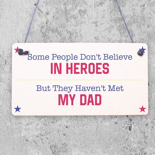 My Dad Is A Hero Dad Gift Hanging Plaque Fathers Day Sign Heart Plaque Grandad