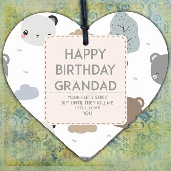 Je t'aime carte de joyeux anniversaire drôle coeur en bois cadeau d'anniversaire grand-père merci 2