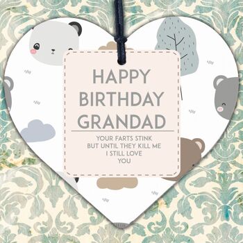 Je t'aime carte de joyeux anniversaire drôle coeur en bois cadeau d'anniversaire grand-père merci 3