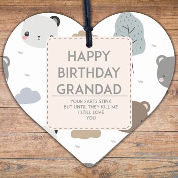 Je t'aime carte de joyeux anniversaire drôle coeur en bois cadeau d'anniversaire grand-père merci 4