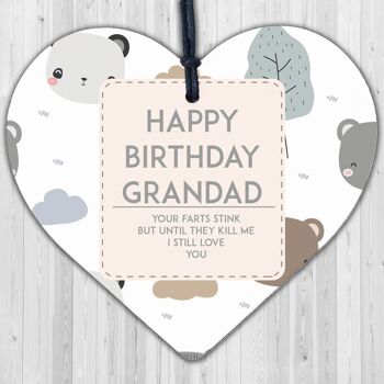 Je t'aime carte de joyeux anniversaire drôle coeur en bois cadeau d'anniversaire grand-père merci 6