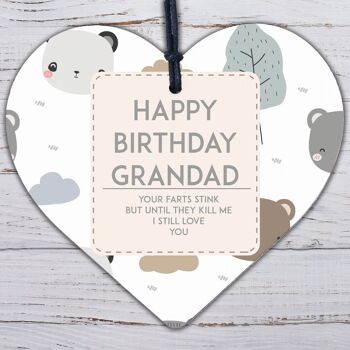 Je t'aime carte de joyeux anniversaire drôle coeur en bois cadeau d'anniversaire grand-père merci 7
