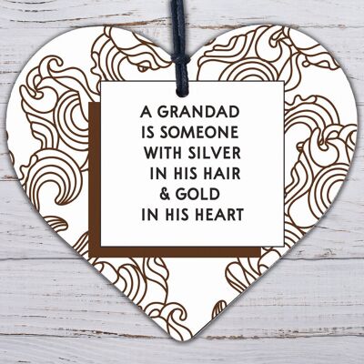 „A Grandad Has A Golden Heart“ Holzschild zum Aufhängen, Love, Shabby Chic, Geschenkschild