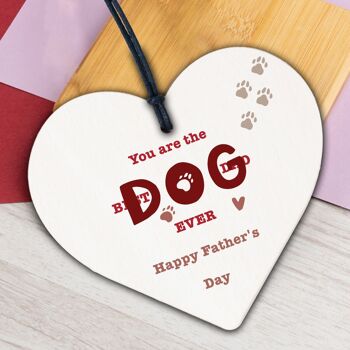 Carte cadeau drôle pour la fête des pères, cœur en bois, meilleur chien, papa, cadeaux humoristiques pour chien 3