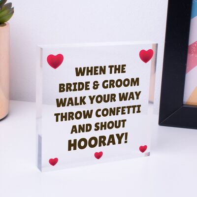 Throw Confetti And Shout Hooray Cute Hanging Wedding Day Plaque Decoration Sign - Bag Not Included