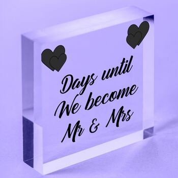 Mariage Mr & Mrs mariage compte à rebours acrylique signe mari autoportant Plaque-sac inclus 1