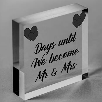 Mariage Mr & Mrs mariage compte à rebours acrylique signe mari autoportant Plaque-sac inclus 4