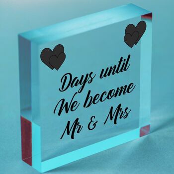 Mariage Mr & Mrs mariage compte à rebours acrylique signe mari autoportant Plaque-sac inclus 8