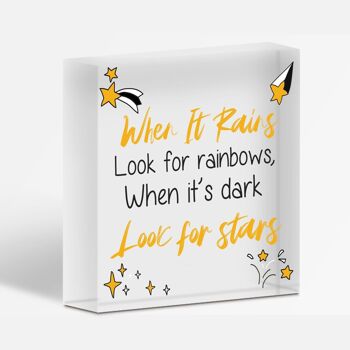 Quand il pleut Rainbows Stars Plaque suspendue en bois Signe Amour Amitié Cadeau - Sac inclus 4