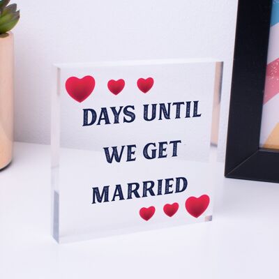 Wedding Countdown Chalkboard Plaque Sign Engagement Gift Fiance Mr & Mrs - Bag Not Included