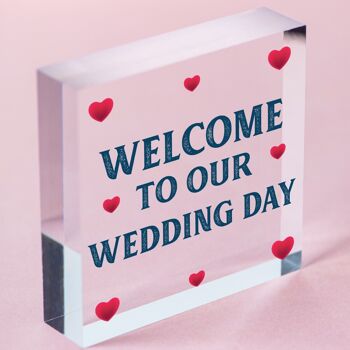 Plaque décorative à suspendre pour le jour de notre mariage, signe de vœux pour l'entrée des invités, sac non inclus 2