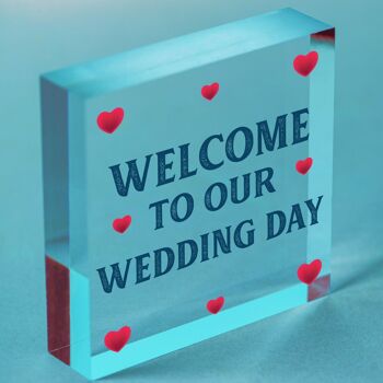 Plaque décorative à suspendre pour le jour de notre mariage, signe de vœux pour l'entrée des invités, sac non inclus 3