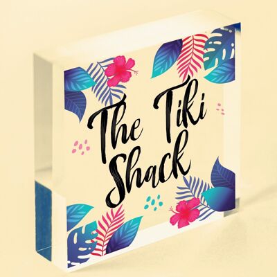 Tiki Shack Plaque de bar suspendue bière cocktail plage décoration signe ami cadeaux – sac non inclus