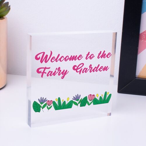 Welcome To The Fairy Garden Hanging Plaque Garden Shed SummerHouse Sign Gifts - Bag Included