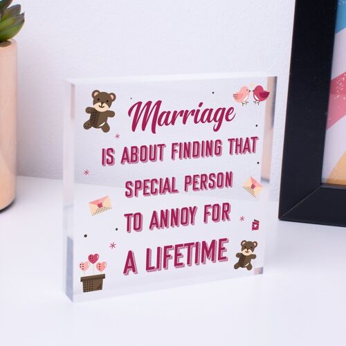 Wedding Marriage Anniversary Gift Wooden Heart Wall Plaque Husband Wife Present - Bag Not Included