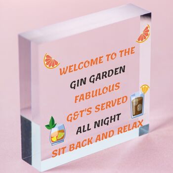 Bienvenue au Gin Garden à suspendre pour maison, bar, pub, cadeau pour elle – Sac non inclus 2