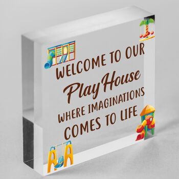 Bienvenue dans notre Playhouse Sign Garden PLAYROOM Plaque Fille Fils Cadeau - Sac inclus 7