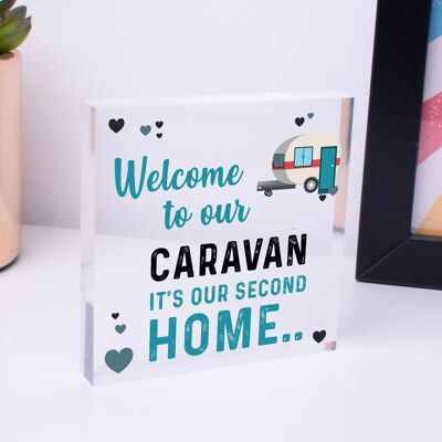 Bienvenido a Caravan Sign Caravan Gifts Accesorios para caravanas Placa de puerta para decoración del hogar - Bolsa no incluida