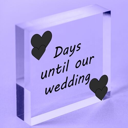 Wedding Countdown Plaque Sign Engagement Gift Mr & Mrs Present Block - Bag Included