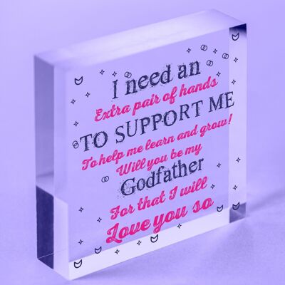Will You Be My Godfather Wooden Heart Godparent Asking Gifts Uncle Friend Nephew - Bag Not Included