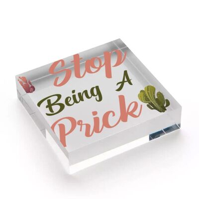 Placa colgante de madera con texto en inglés "Stop Being A Prick Cactus", regalo divertido, bolsa no incluida