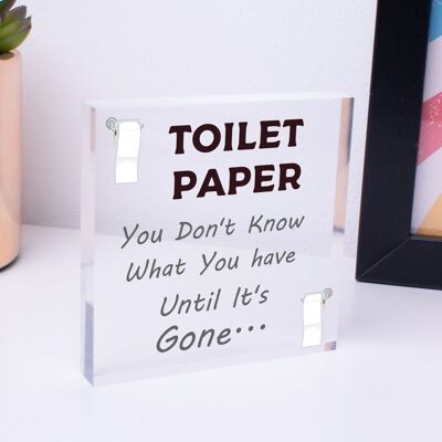 Toilettenpapier weg, lustiges Badezimmer-Toilettenfreund-Hängeschild, Zuhause-Geschenkschild – Tasche nicht im Lieferumfang enthalten