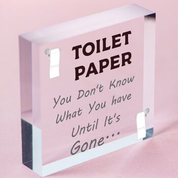 Papier toilette disparu drôle salle de bain toilette ami Plaque suspendue maison cadeau signe-sac inclus 2
