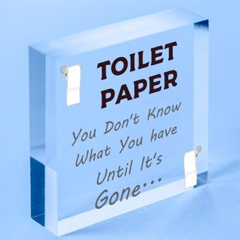 Papier toilette disparu drôle salle de bain toilette ami Plaque suspendue maison cadeau signe-sac inclus 4