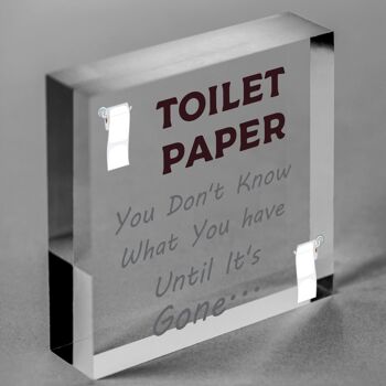Papier toilette disparu drôle salle de bain toilette ami Plaque suspendue maison cadeau signe-sac inclus 5