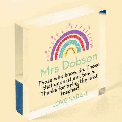 Regenbogen-Dankesgeschenk für Lehrer, personalisiertes Geschenk für Lehrer, Assistent, Schulleiter – Tasche nicht im Lieferumfang enthalten